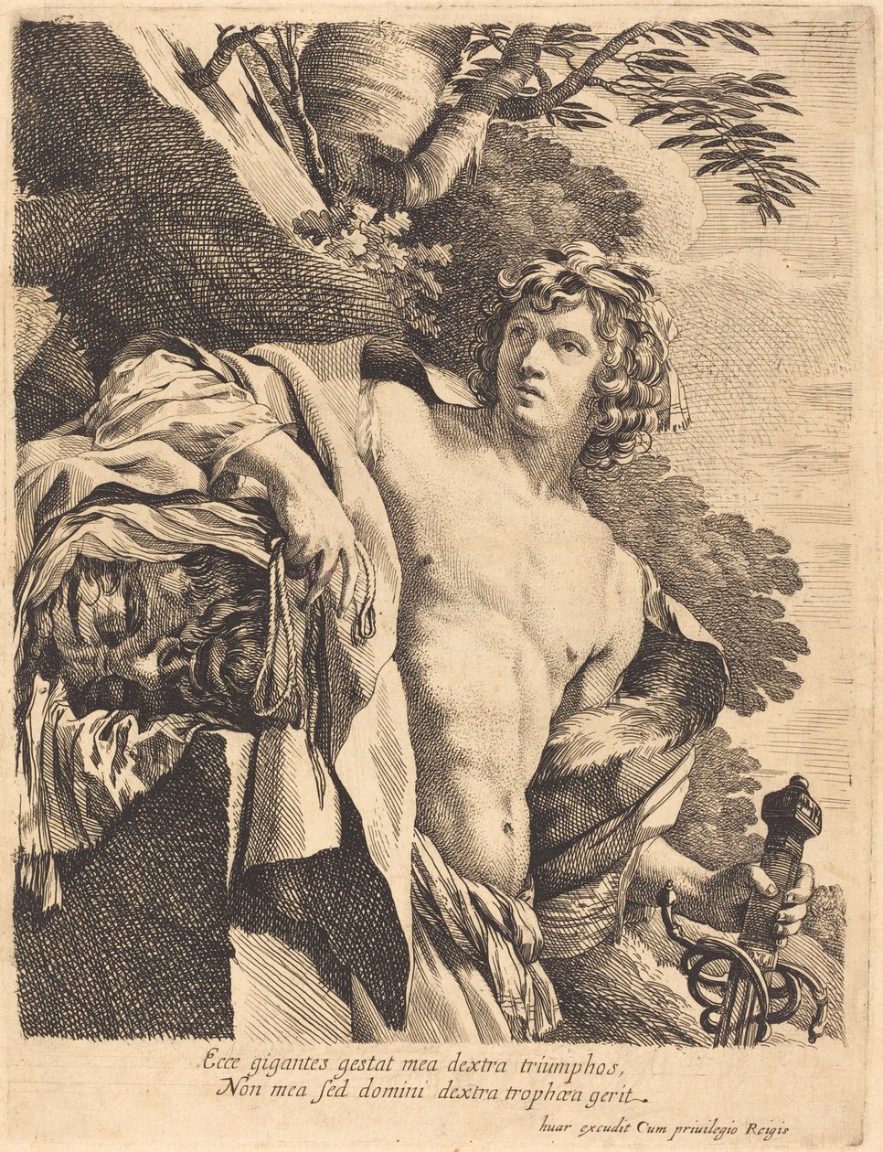 David with the Head of Goliath by Pierre Mignard I after Simon Vouet
