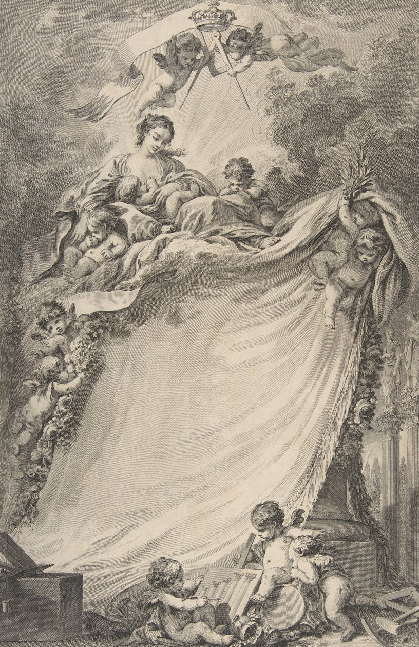 Diploma of the Freemasons of Bordeaux, after François Boucher by Pierre Philippe Choffard