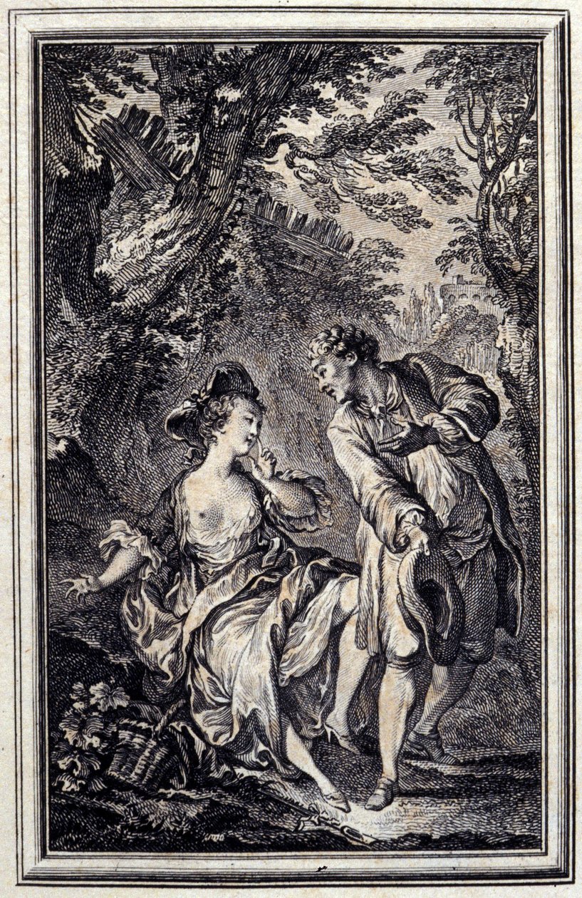 Promise is one, and hold is another. In “Tales et nouvelles en vers” by Jean de La Fontaine, Amsterdam 1776. illustrated by P.P.Choffard by Pierre Philippe Choffard