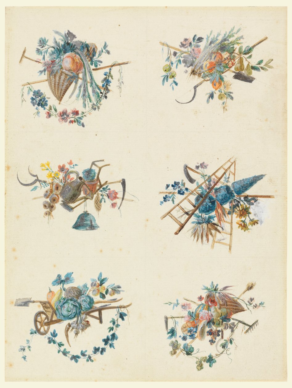 Six Trophies with the Attributes of Gardening by Pierre Ranson