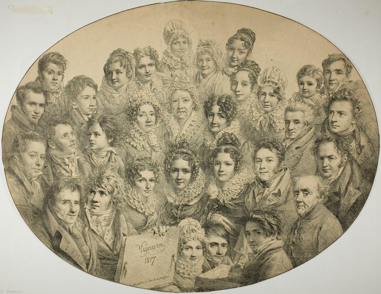 Portraits of 31 People in an Oval by Pierre Roch Vigneron