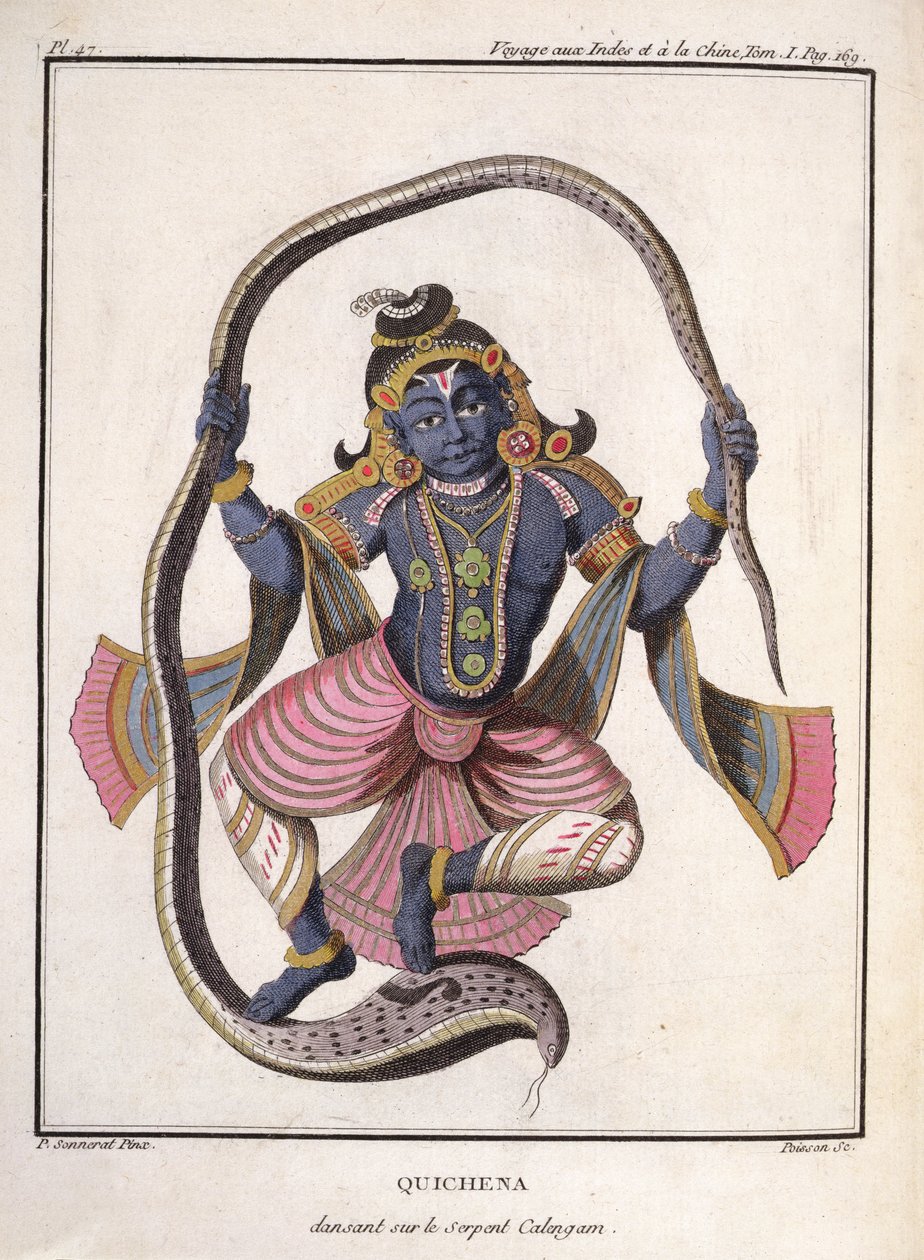 Krishna dancing on the Kaliya Serpent, from 