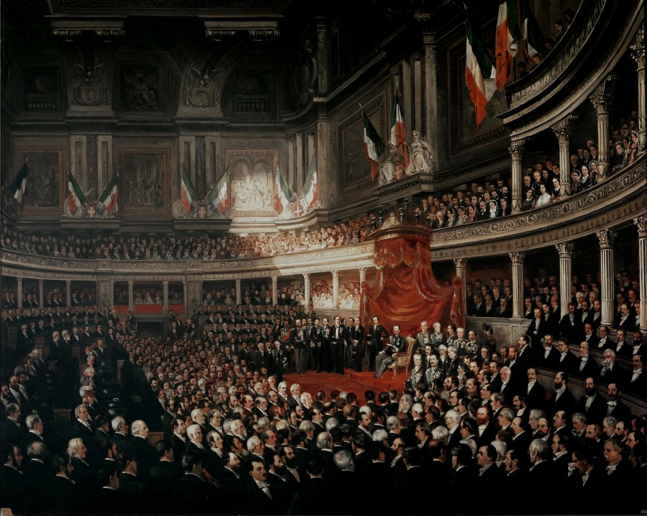 The Opening Session of the First Italian Parliament by Pierre Tetar van Elven