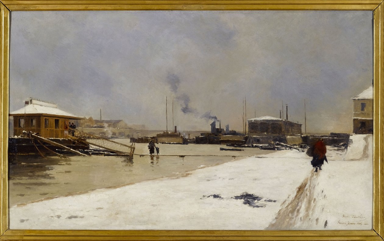 The low harbor of the Tolbiac bridge during the flood by Pierre Vauthier