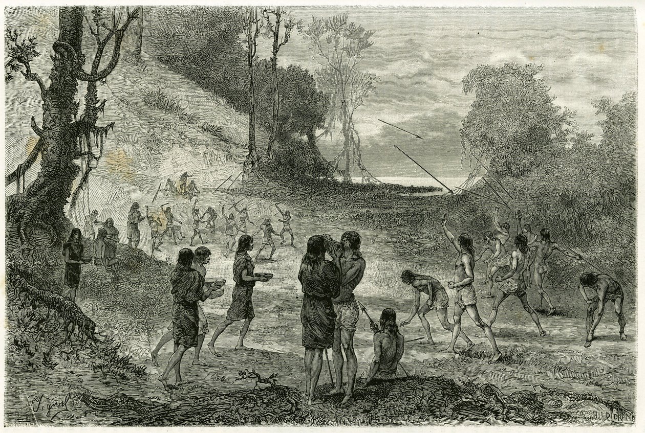 Javelin Games Between Two Tribes of Zaparros (engraving by Vignal, to illustrate the story 