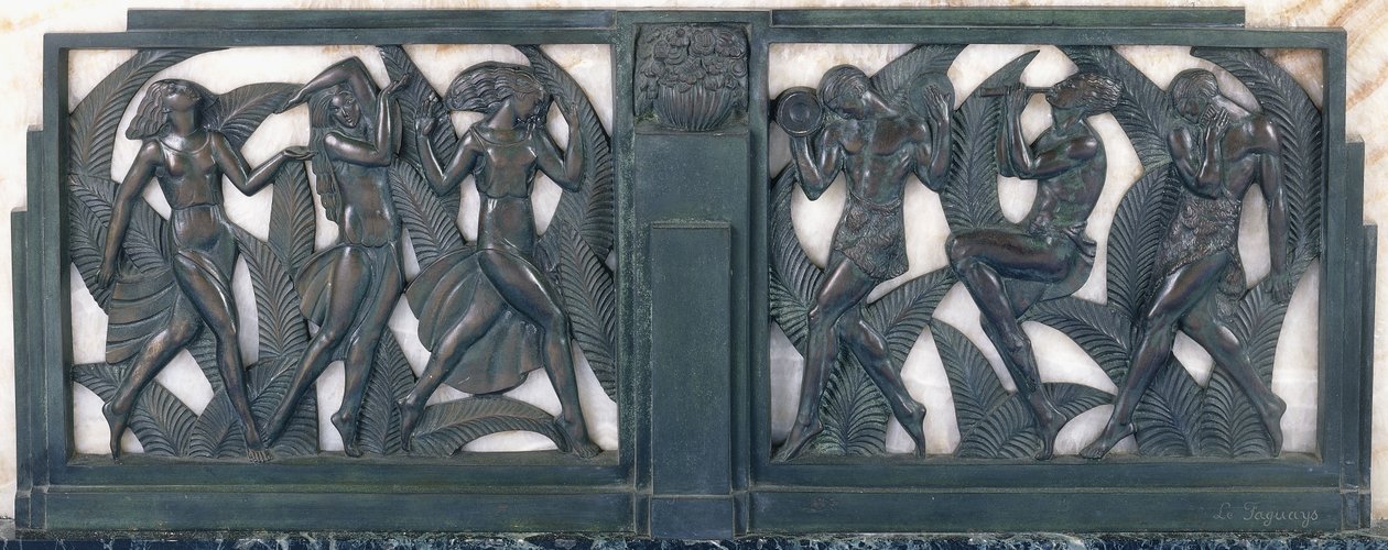 A Frieze Depicting Three Classical Dancing Girls and Three Musicians by Pierre le Faguays
