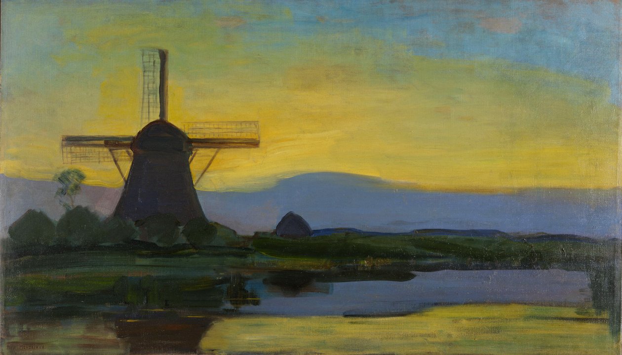 The Oostzijdse Mill by Night by Piet Mondrian