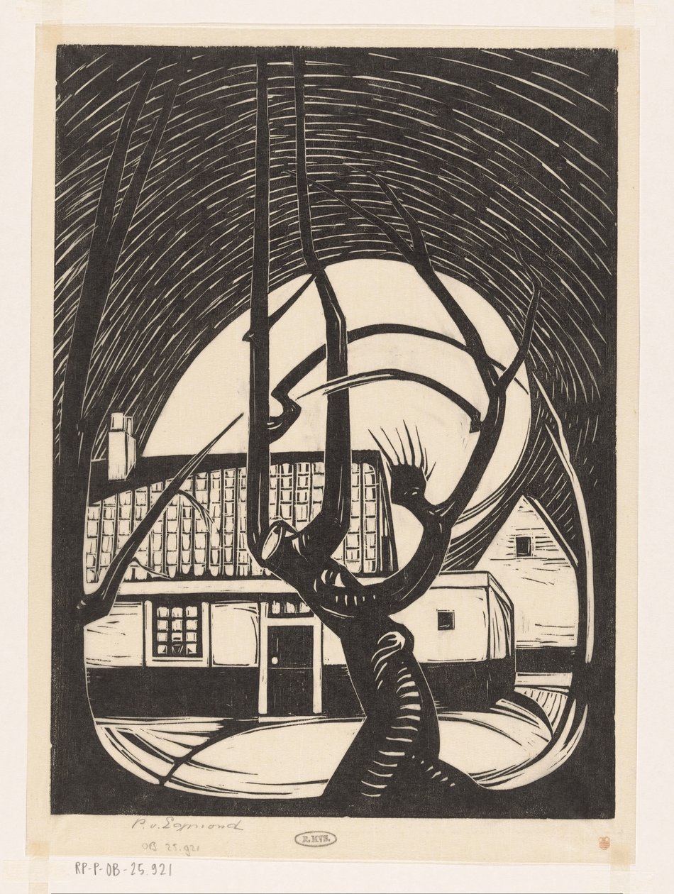 Willow in Front of a House by Piet Egmond (signed by artist)