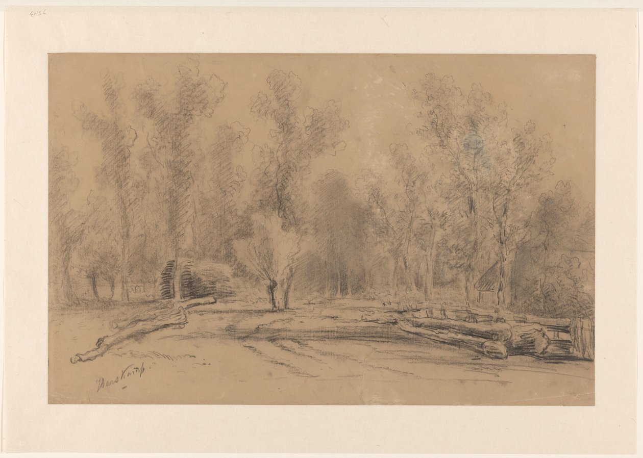 Farmhouse by Forest Edge with Tall Trees near Harskamp by Piet Meiners