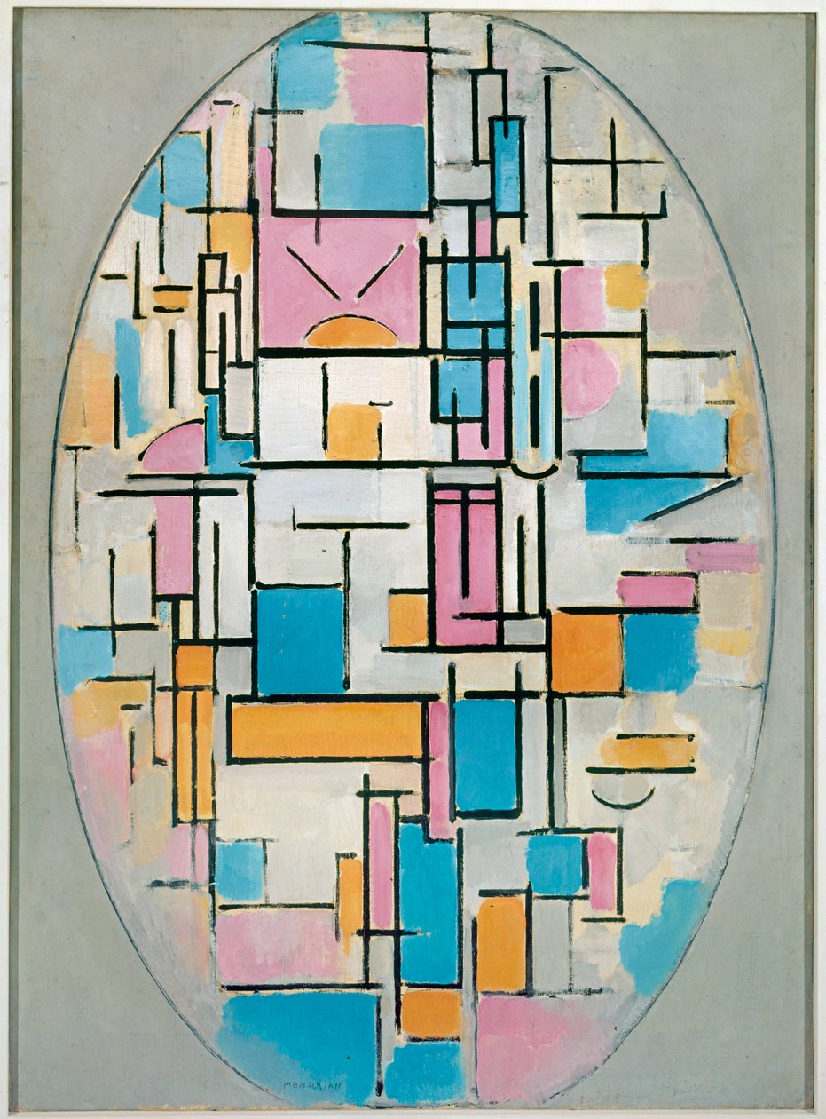 Composition in Oval with Color Planes 1 by Piet Mondrian