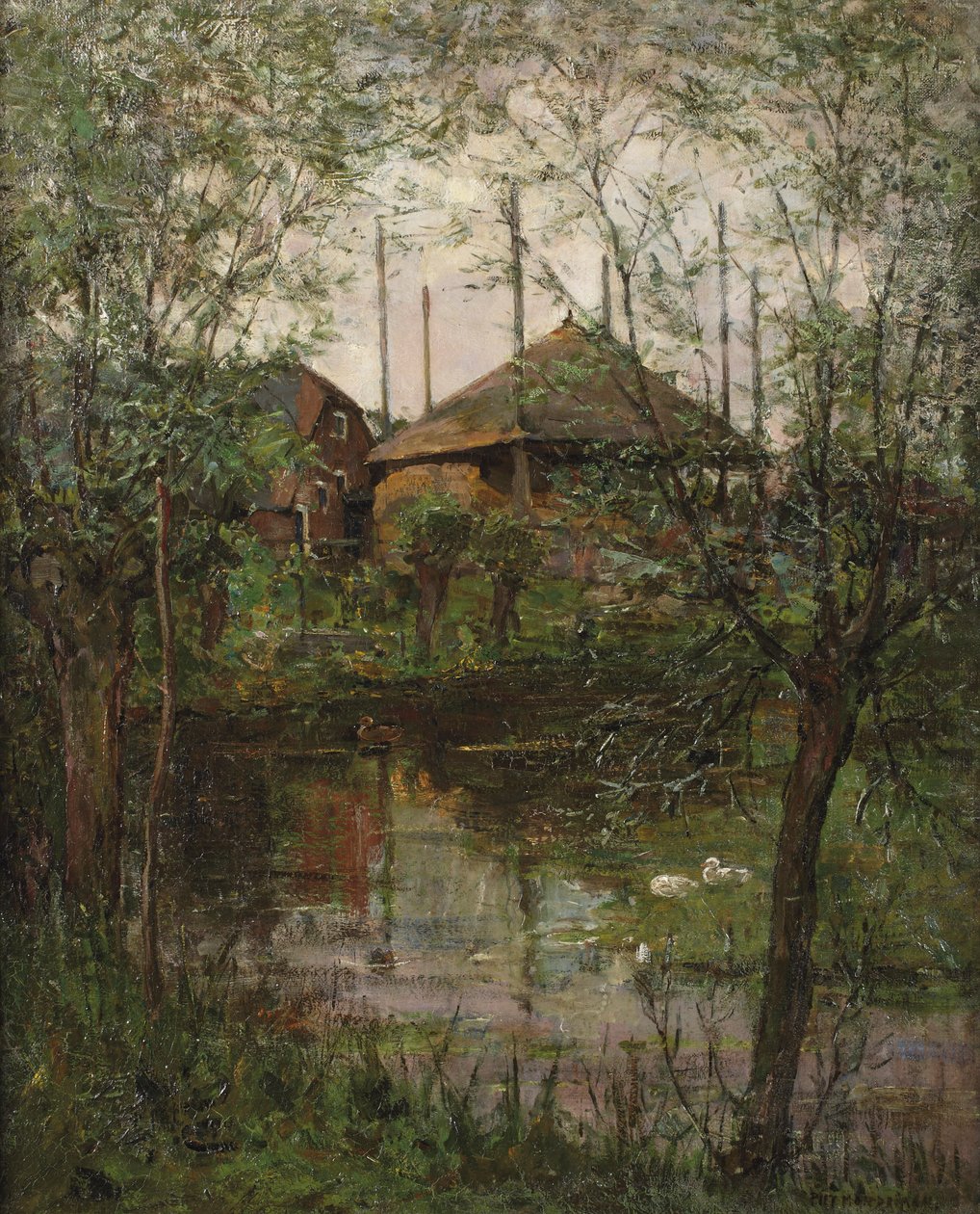 Haystack with willow trees by Piet Mondrian