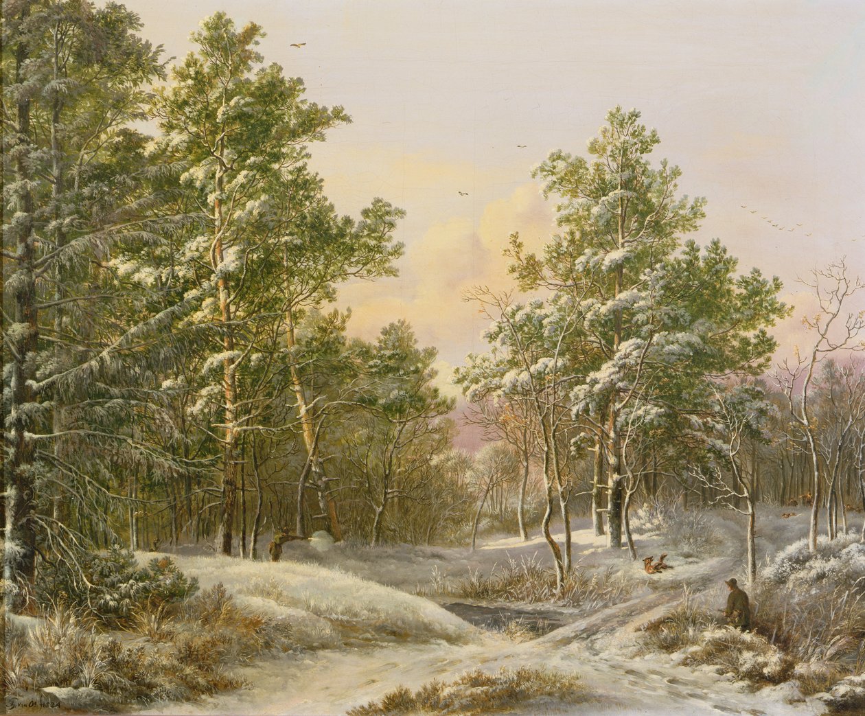 Sportsmen in a Winter Forest by Pieter Gerardus van Os