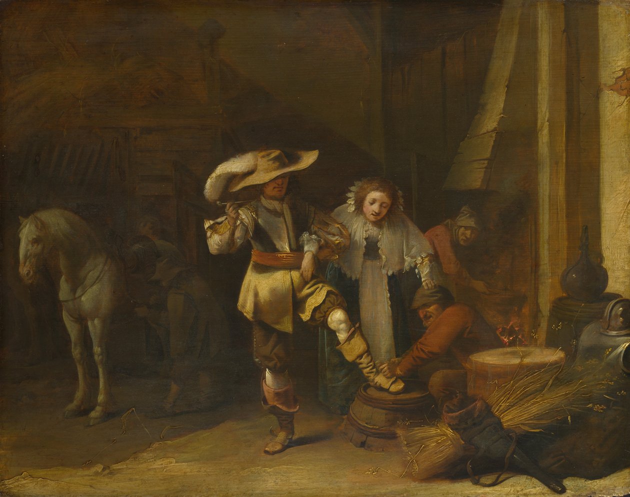 A Man and a Woman in a Stableyard by Pieter Jansz. Quast