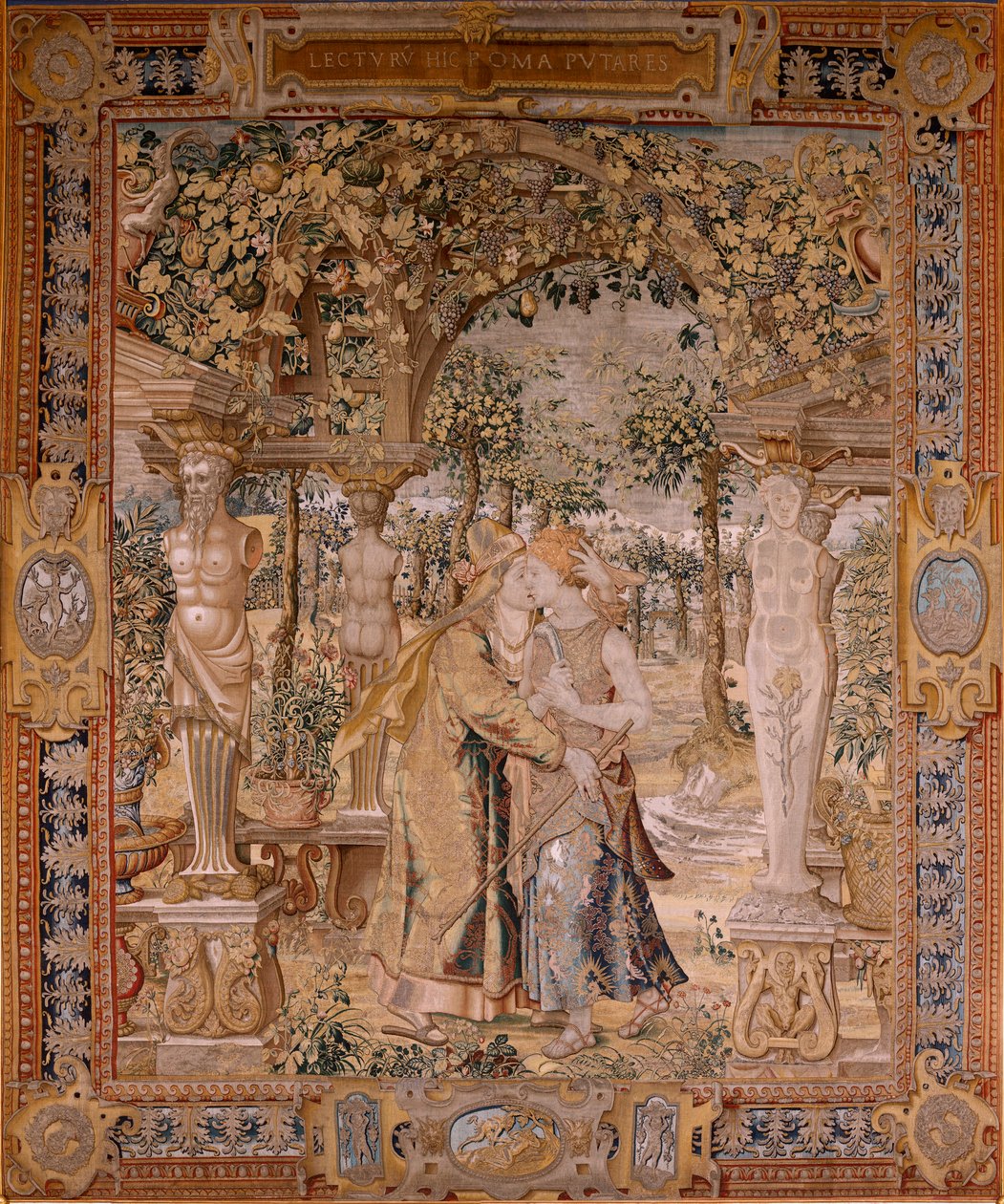Vertumnus Kisses Pomona (Flemish Tapestry) by Pieter (circle of) Coecke van Aelst