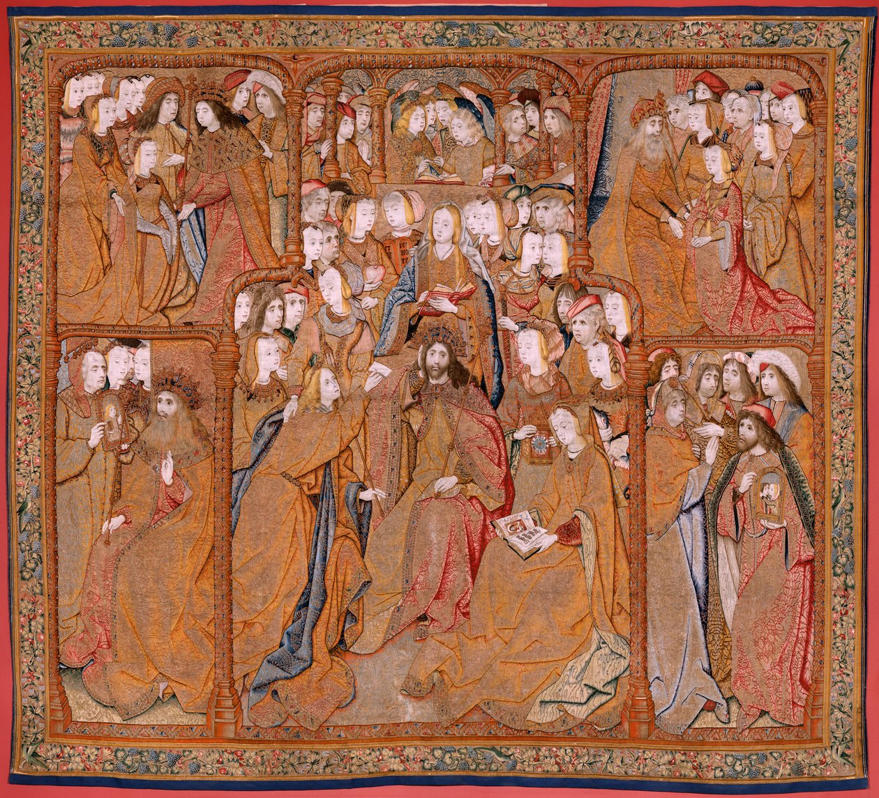 Flemish tapestry. Series Triumphs of the Mother or Paños de Oro. Annunciation. Second tapestry in the series. Model Colin de Cooter (?). Manufacture Pieter van Aelst (or van Edingen), Brussels. Ca 1500-1502. by Pieter (studio of) Coecke van Aelst