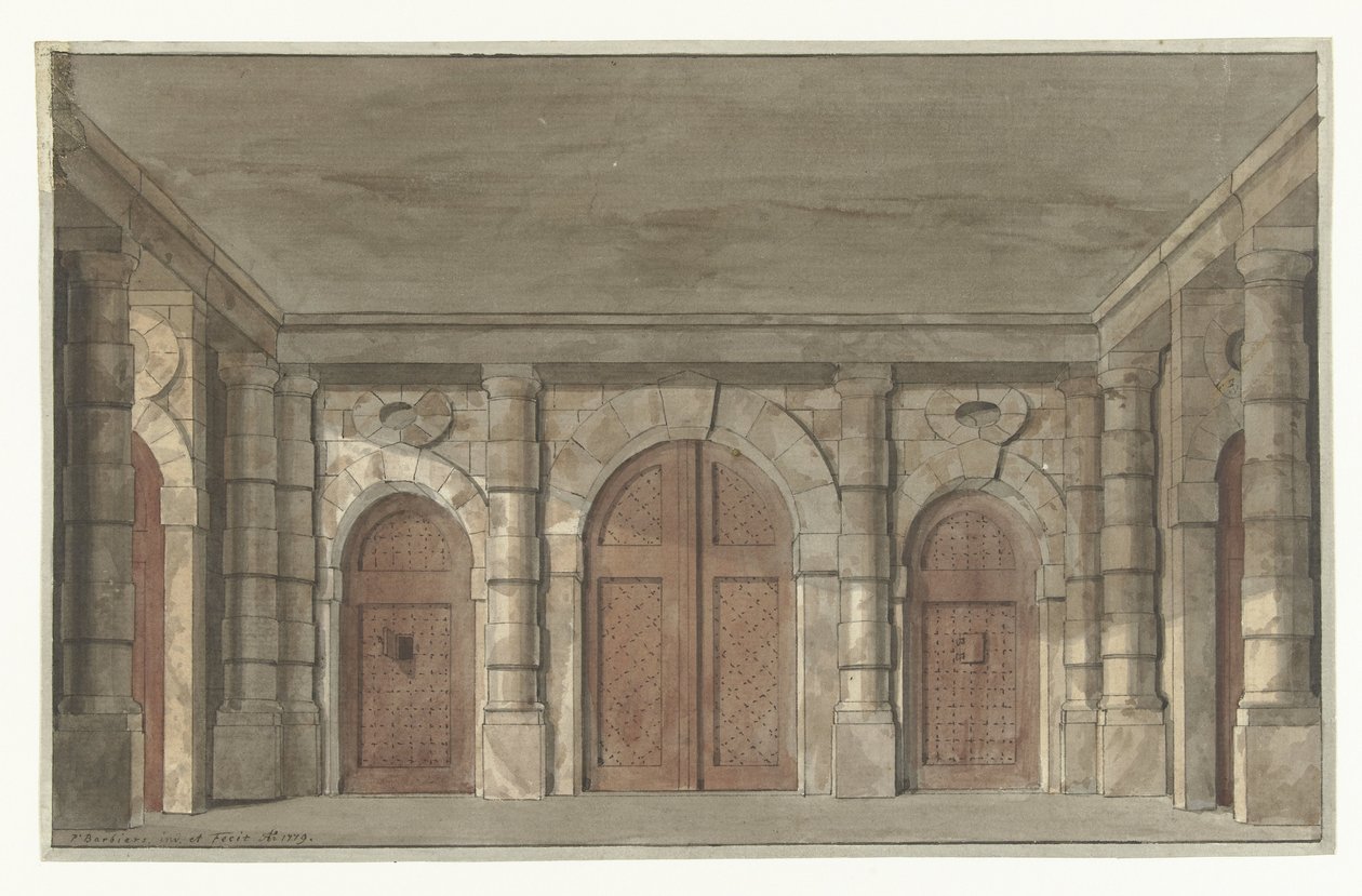 Design for a Stage Set of a Prison Antechamber (?) by Pieter Barbiers (I)