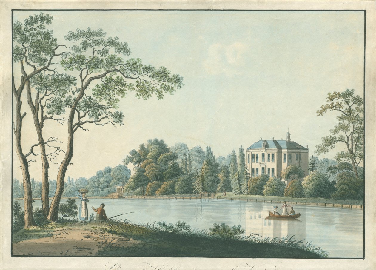View of Over Holland house with tea dome on the Vecht in Nieuwersluis by Pieter Bartholomeusz. Barbiers