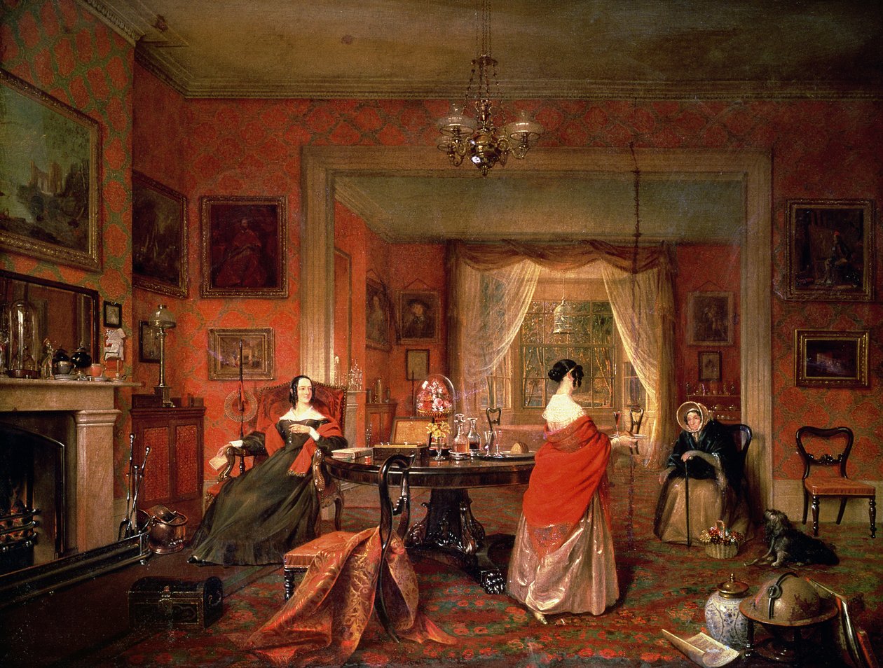Three Ladies in a Drawing Room Interior by Pieter Christoffel Wonder