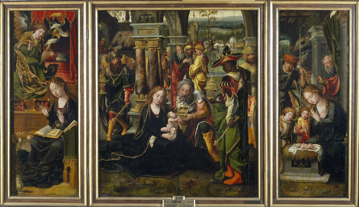 The Annunciation. The Adoration of the Magi. The Adoration of the Shepherds, Second Quarter of the 1 by Pieter Coecke van Aelst