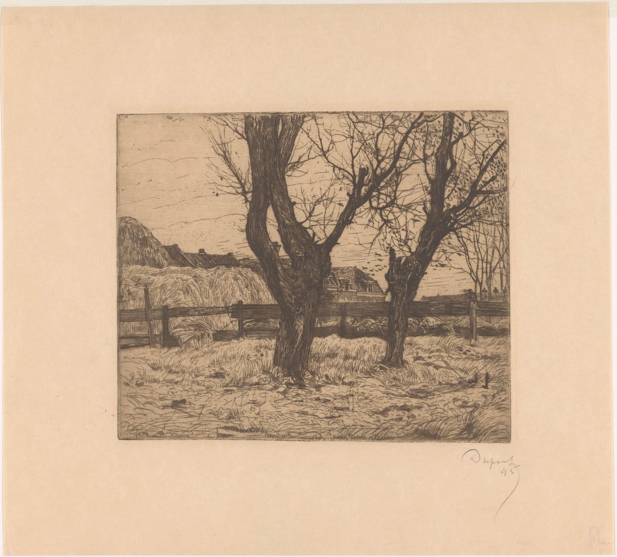 Willows in a Meadow by Pieter Dupont (signed by artist)