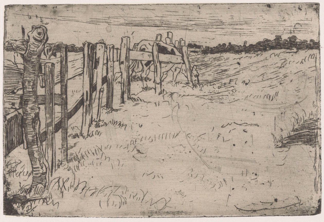 Grazing Cow by a Fence in a Meadow by Pieter Dupont