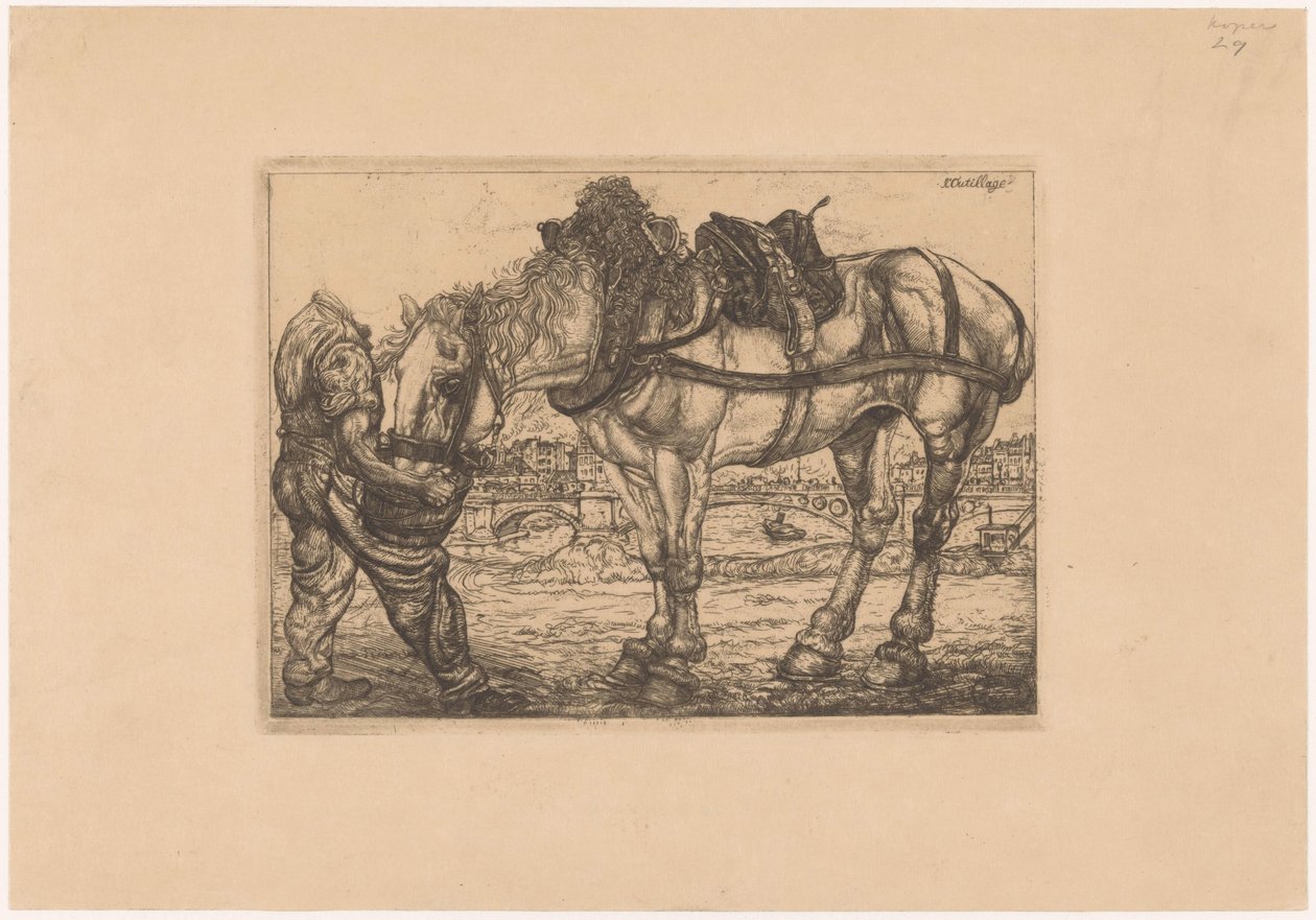 Man Feeding a Horse from a Bucket (series title: L