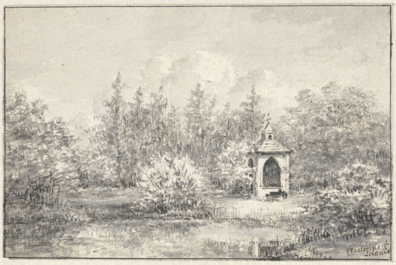View in the Park of Leiduin, with Cottage Among Trees by Pieter Ernst Hendrik Praetorius