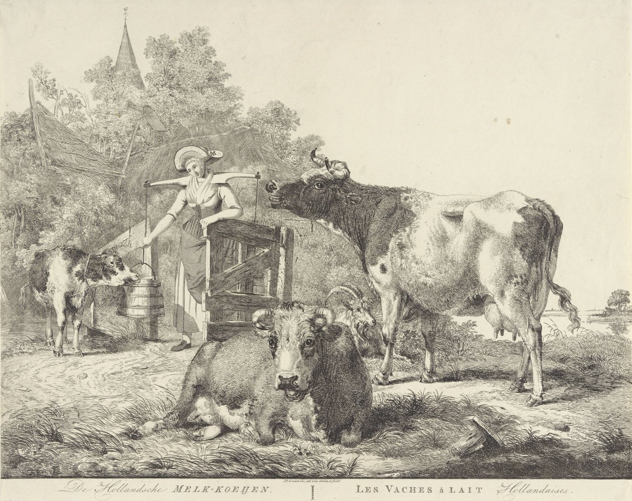Cows and Milkmaid by Pieter Gerardus van Os