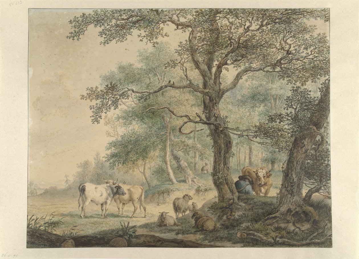 Landscape with Two Shepherds with Cattle by Pieter Gerardus van Os