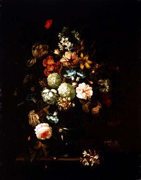 Still Life with Flowers in a Glass Vase by Pieter Hardime