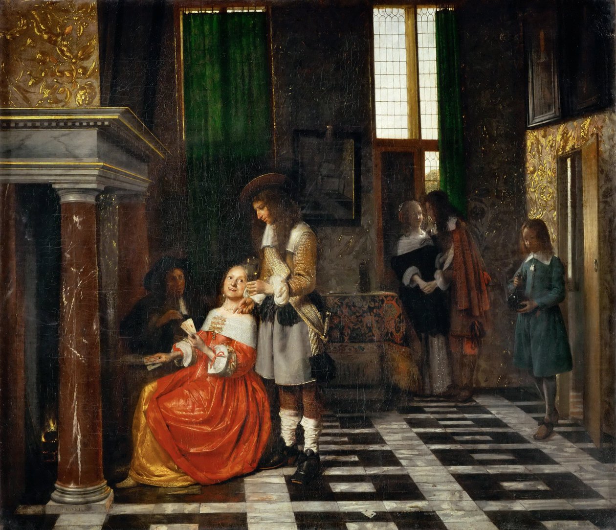 Card Players in an Opulent Interior by Pieter Hooch de