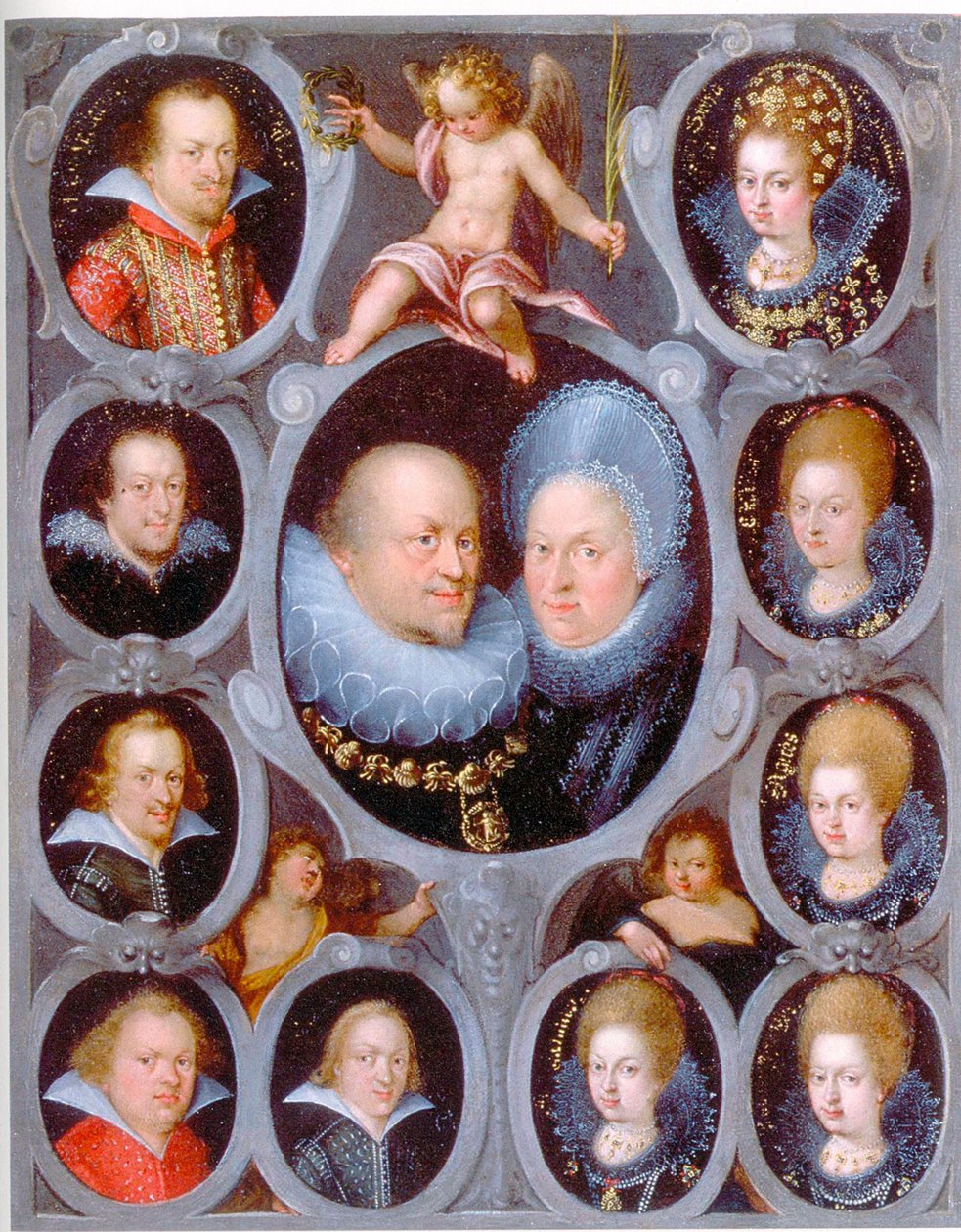 Duke Frederick I and Duchess of Württemberg Sibylla with Ten of Their Children by Pieter Isaacsz