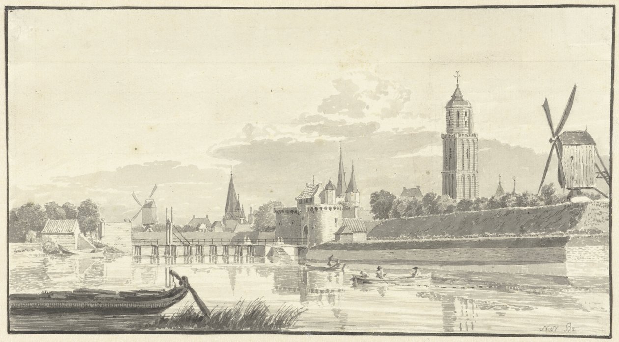The Kamperpoort in Zwolle by Pieter Jan van Liender (attributed to)