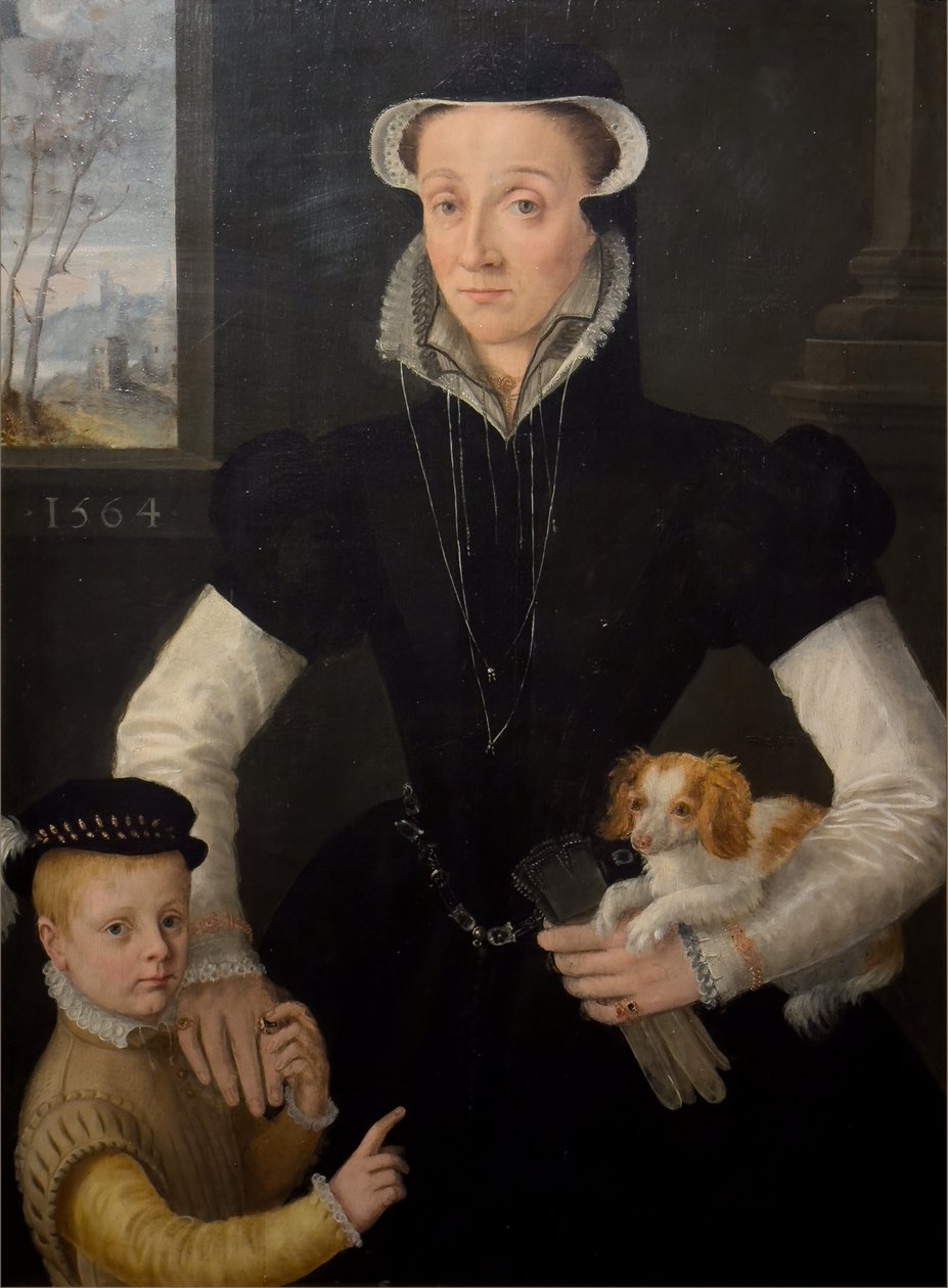 Widow with Her Son by Pieter Jansz. (manner of) Pourbus