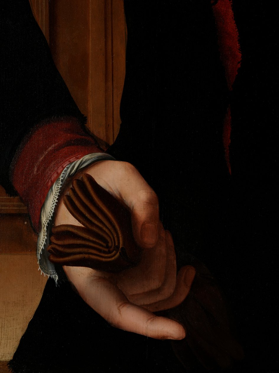 (detail) Portrait of Jan van Eyewerve by Pieter Jansz. Pourbus