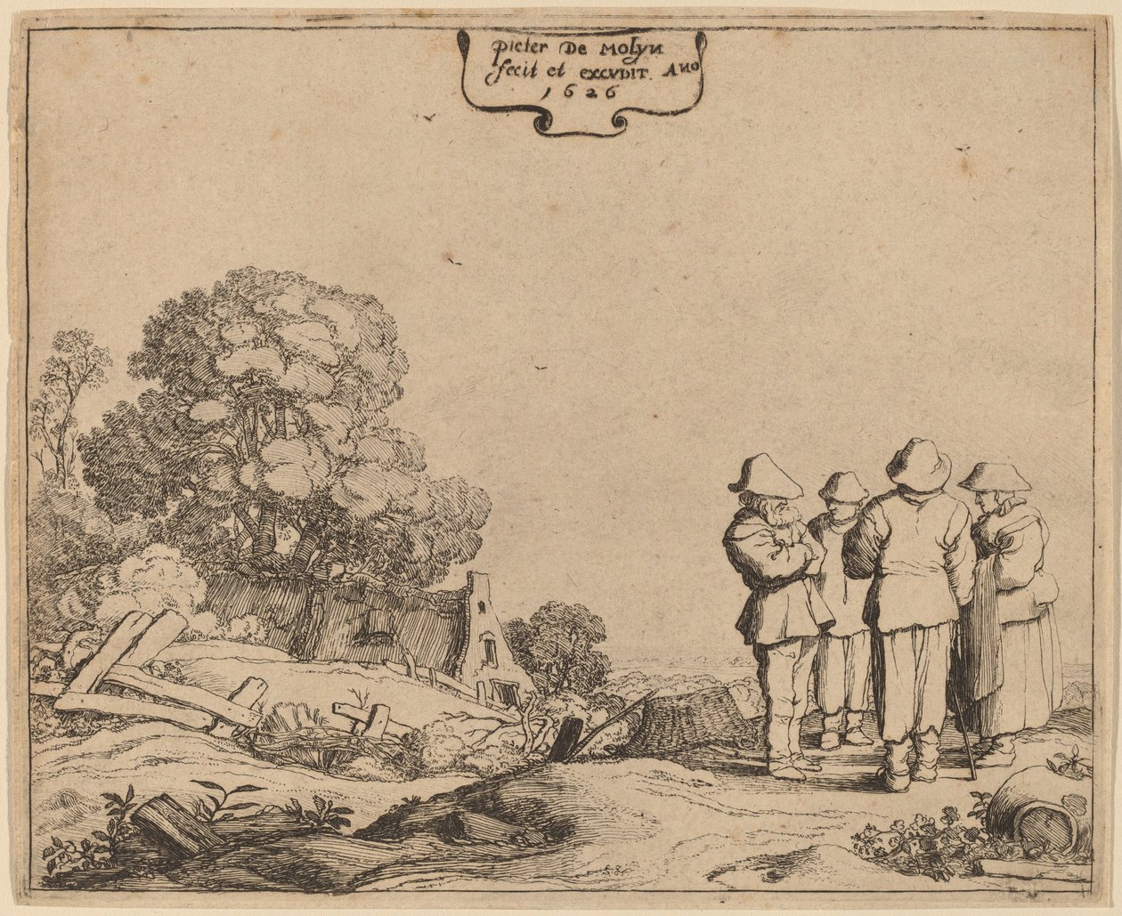 Three Peasants and a Woman by Pieter Molijn