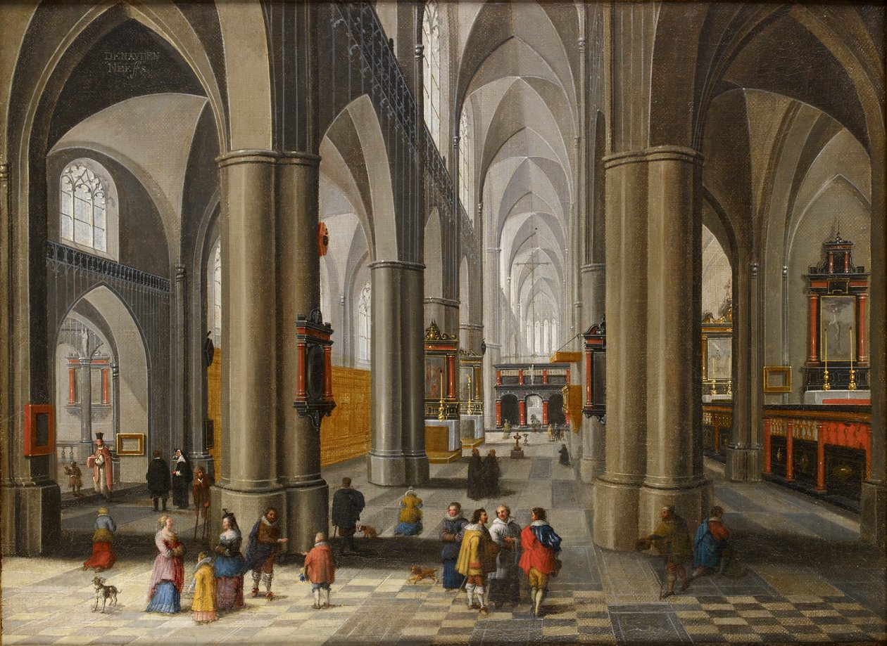 Interior of a Cathedral with Figures, 1640-1660 by Pieter Neefs
