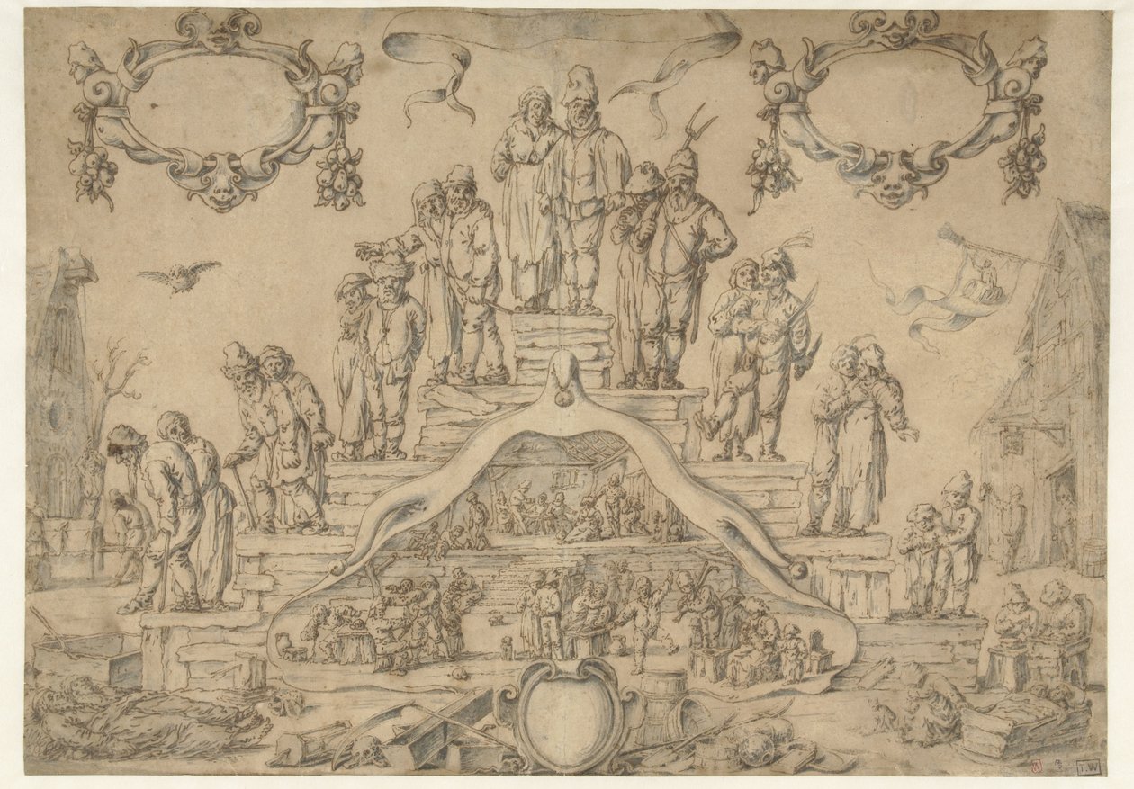 Staircase of Old Age with Farmers and Farmer