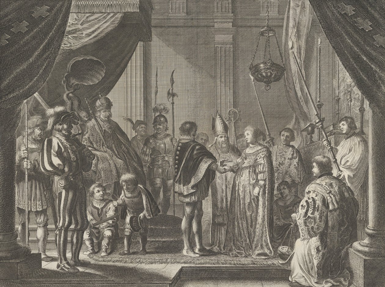 Plate 7: The Marriage of Francisco I de Medici and Johanna of Austria, from Caspar Barlaeus, 1638 by Pieter Nolpe