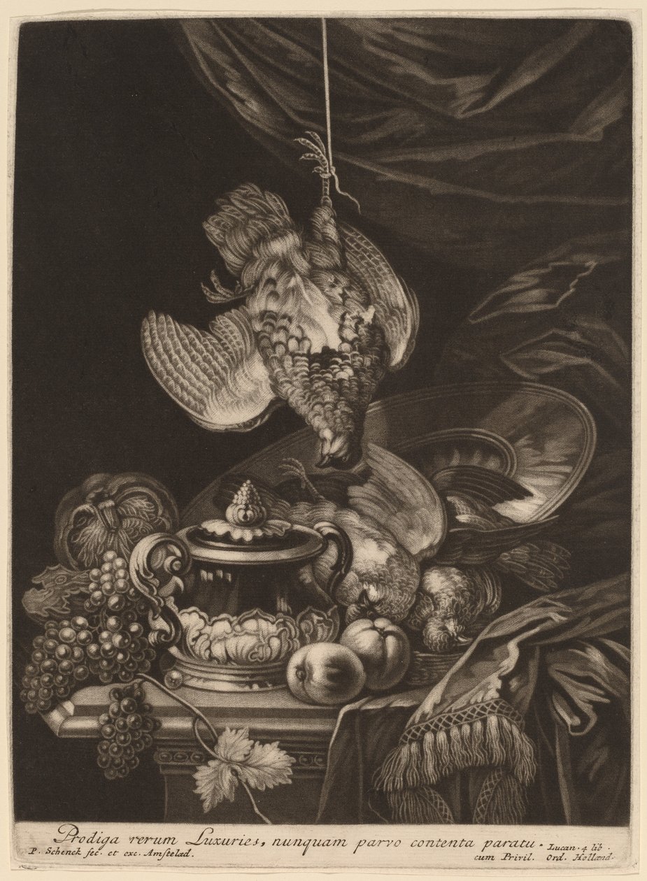Still Life with a Hanging Partridge by Pieter Schenck I
