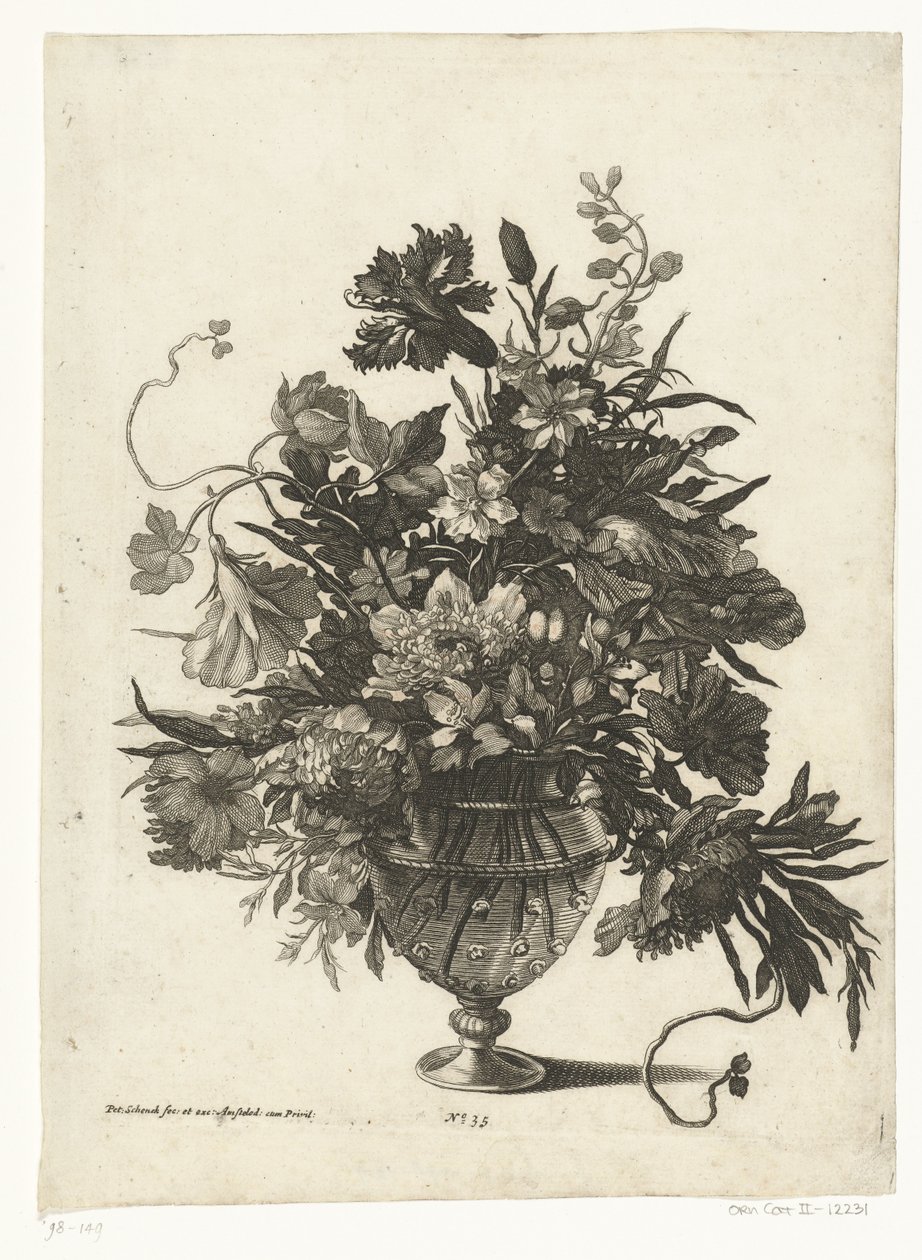 Glass Vase with Flowers by Pieter Schenk (I)