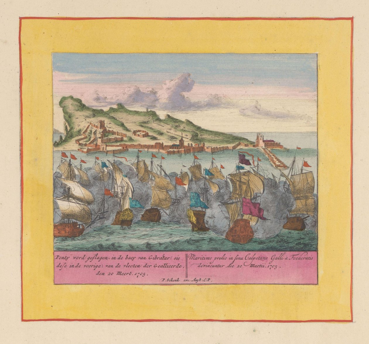 Naval Battle at Gibraltar, 1705 by Pieter Schenk (I)
