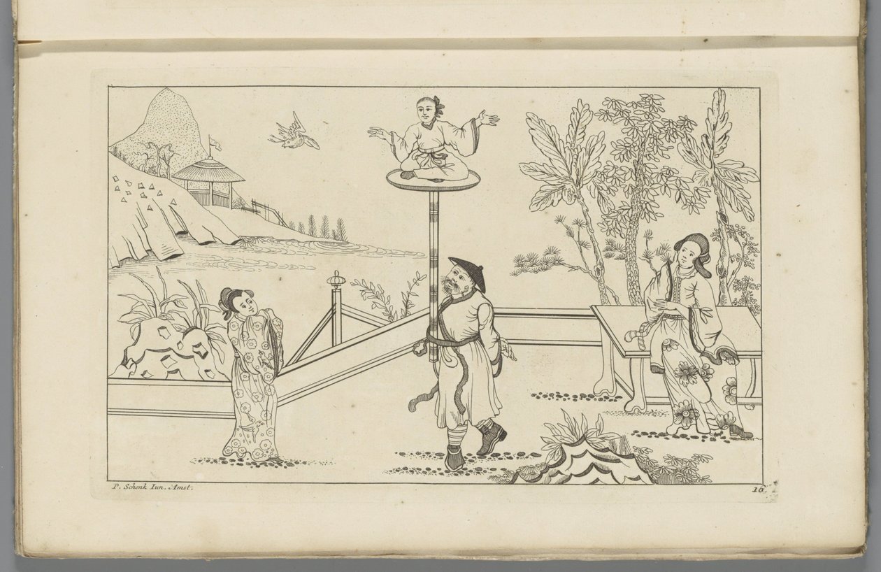 Landscape with Figure Sitting Cross-Legged on a Platform by Pieter Schenk (II)