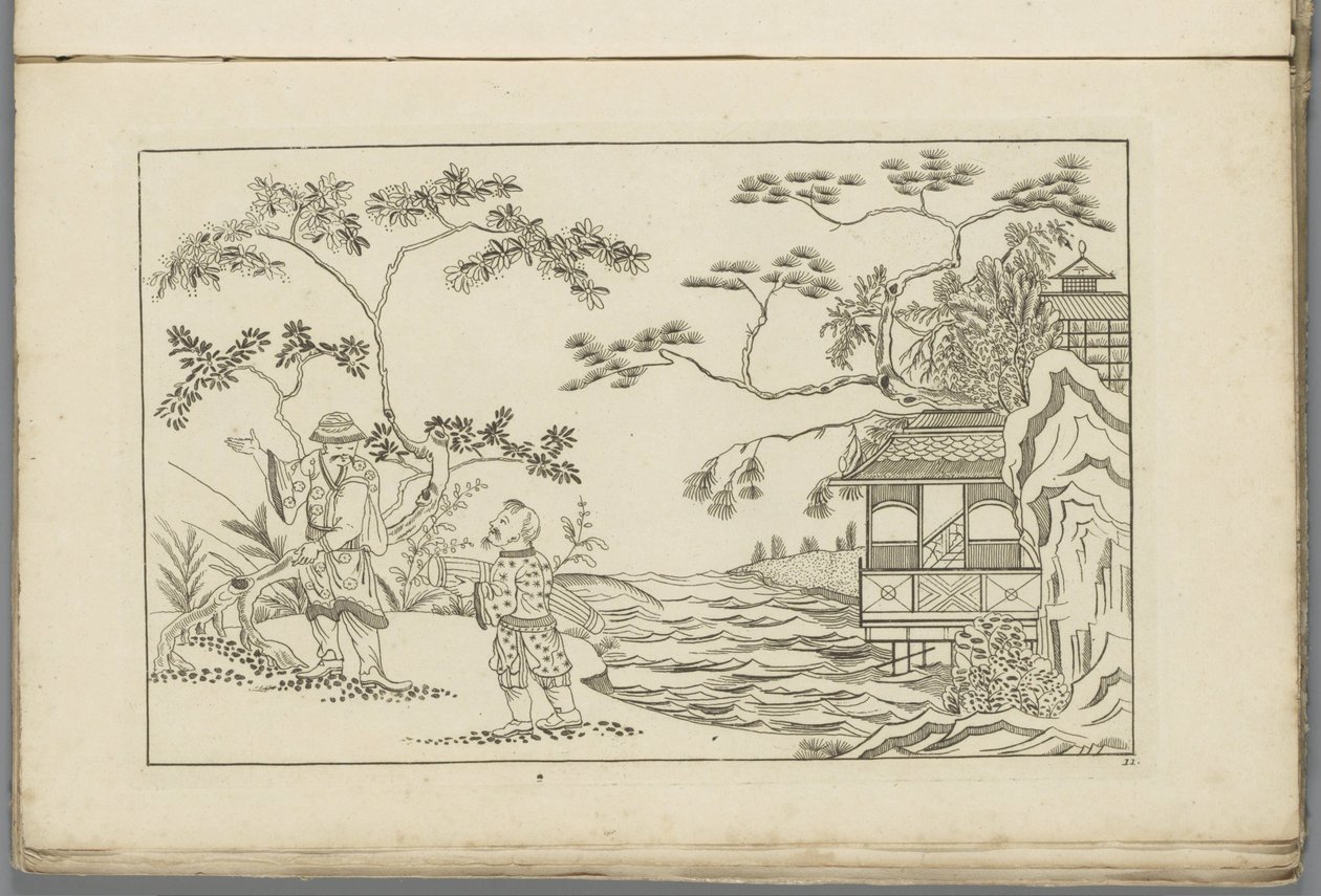 Two Chinese Men in a Landscape (Newly Invented Chinese, First Part) by Pieter Schenk (II)