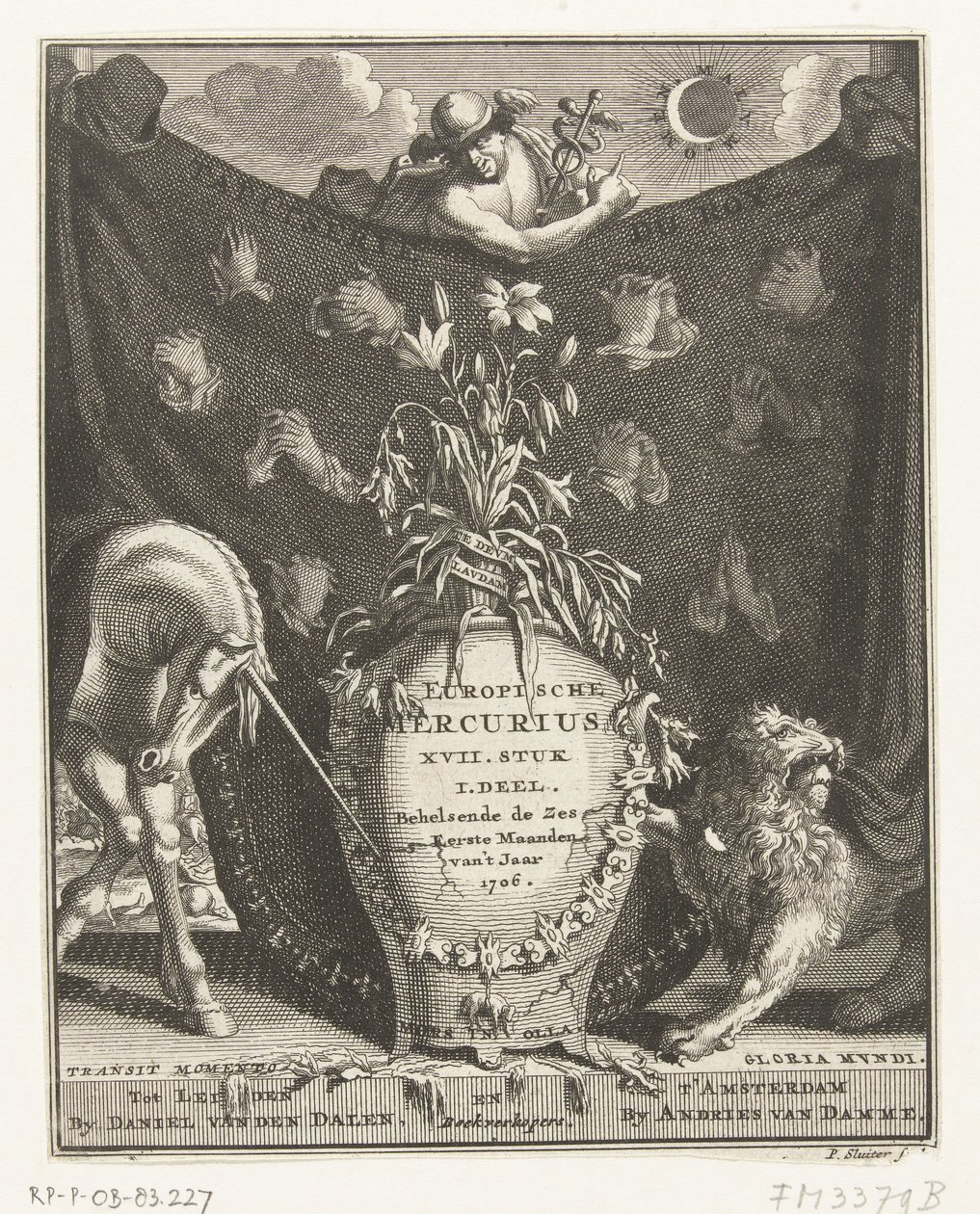 Title Page for the European Mercury for the Year 1706 by Pieter Sluyter