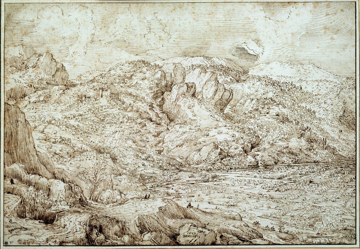 Landscape of the Alps. Drawing by Pieter Brueghel the Elder by Pieter Bruegel the Elder