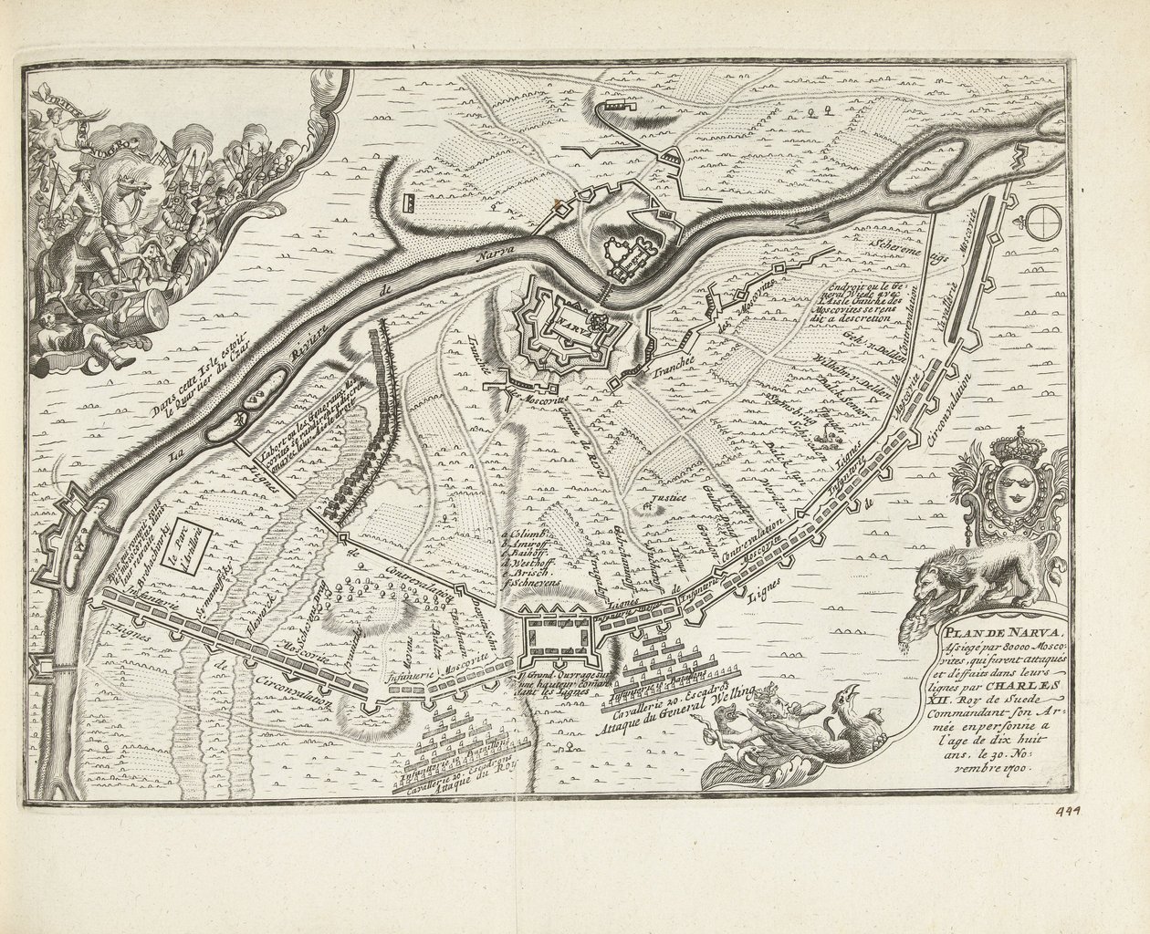 The Siege and Battle of Narva in 1700 by Pieter Van der Aa