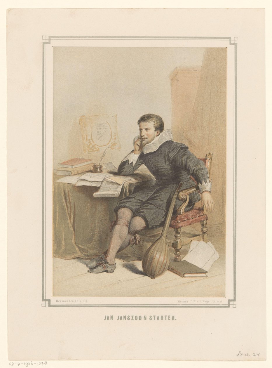 Jan Janszoon Starter at His Writing Desk by Pieter Wilhelmus van de Weijer