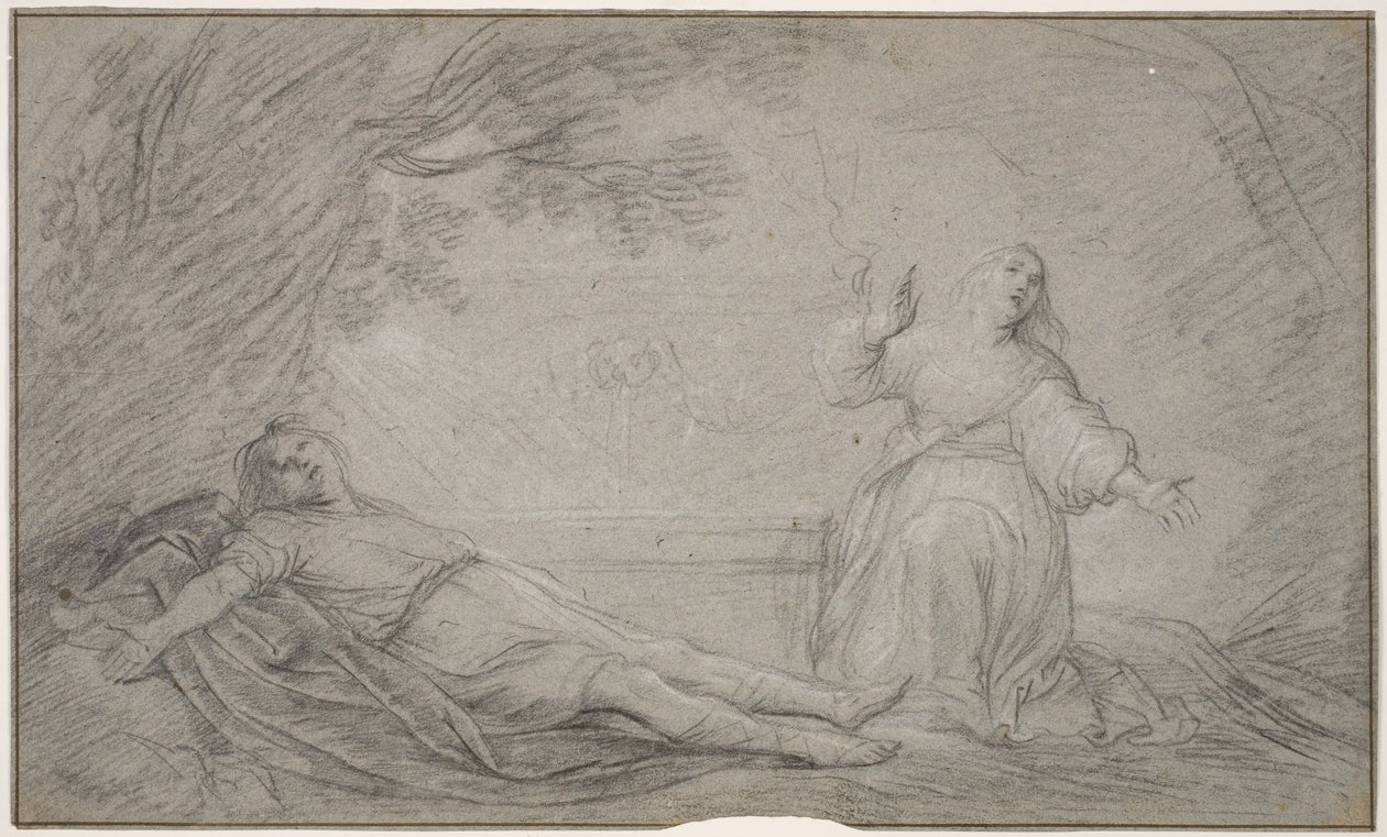 A Mythological Scene of a Woman Mourning a Young Man