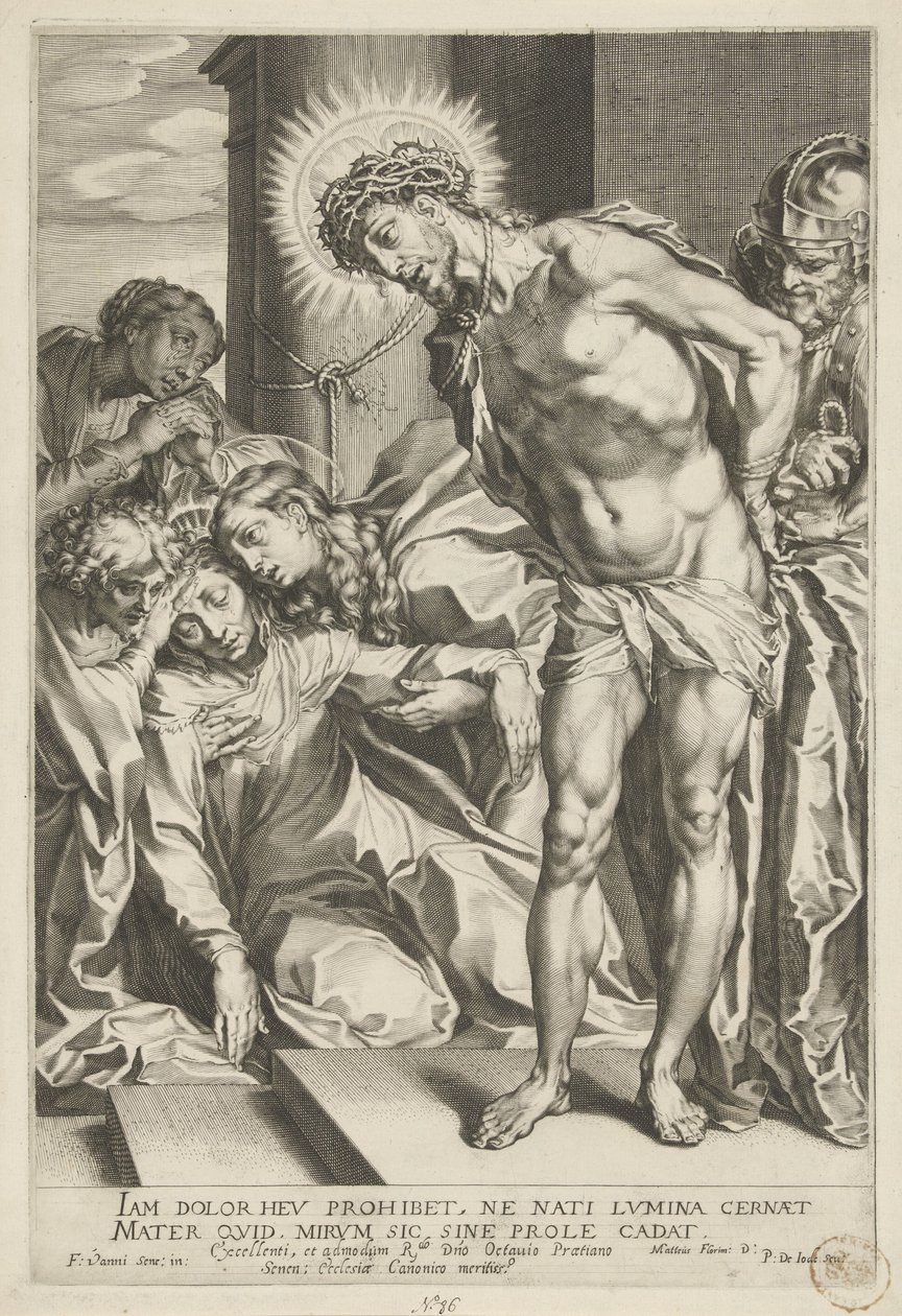 Christ with Crown of Thorns and Weeping Mary by Pieter de Jode (I)